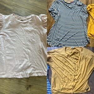 Matilda Jane Light Pink Puff Sleeve Tee & Yellow Buttoned Top - Multi Pack